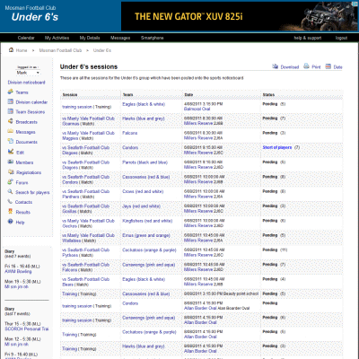 Age Group Sports Calendar